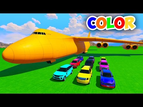 COLOR SUV Transportation on Biggest Airplane - Learn Colors 3D Animation for Kids Nursery Rhymes