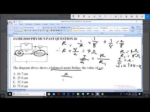 JAMB 2010 PHYSICS PAST QUESTION 36 Metre Bridge