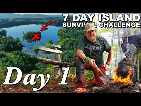 7 Day Island Survival Challenge Maine - Day 1 of 7 - Catch and Cook Survival Challenge !