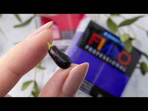DIY Miniature Eggplant | Aubergine Polymer Clay Tutorial | Polymer clay vegetables tutorial