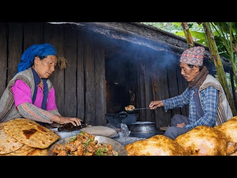 Village style Chicken Curry & Handmade Roti | Traditional Wood Fire Cooking