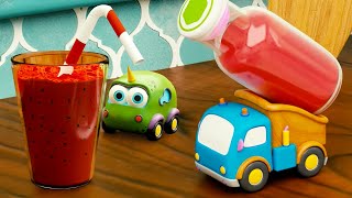Vitamina de frutas para os carrinhos Mocas! Desenhos animados em português. Desenho animado infantil
