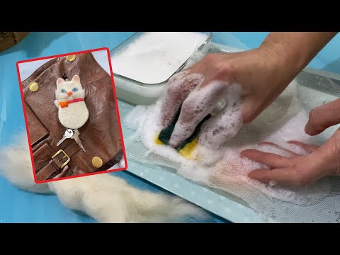 Wet Felting Tutorial For Beginners - Making Easy Cat using felt - DIY