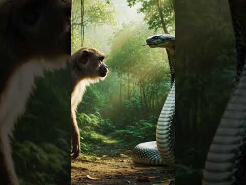 The Fearless Monkey and the Cobra King #Shorts #Meerkat #nature #wildlife #kingcobra #animals