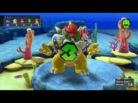 Mario Party 10 - Peach, Mario, Luigi, Daisy vs Bowser - Whimsical Waters