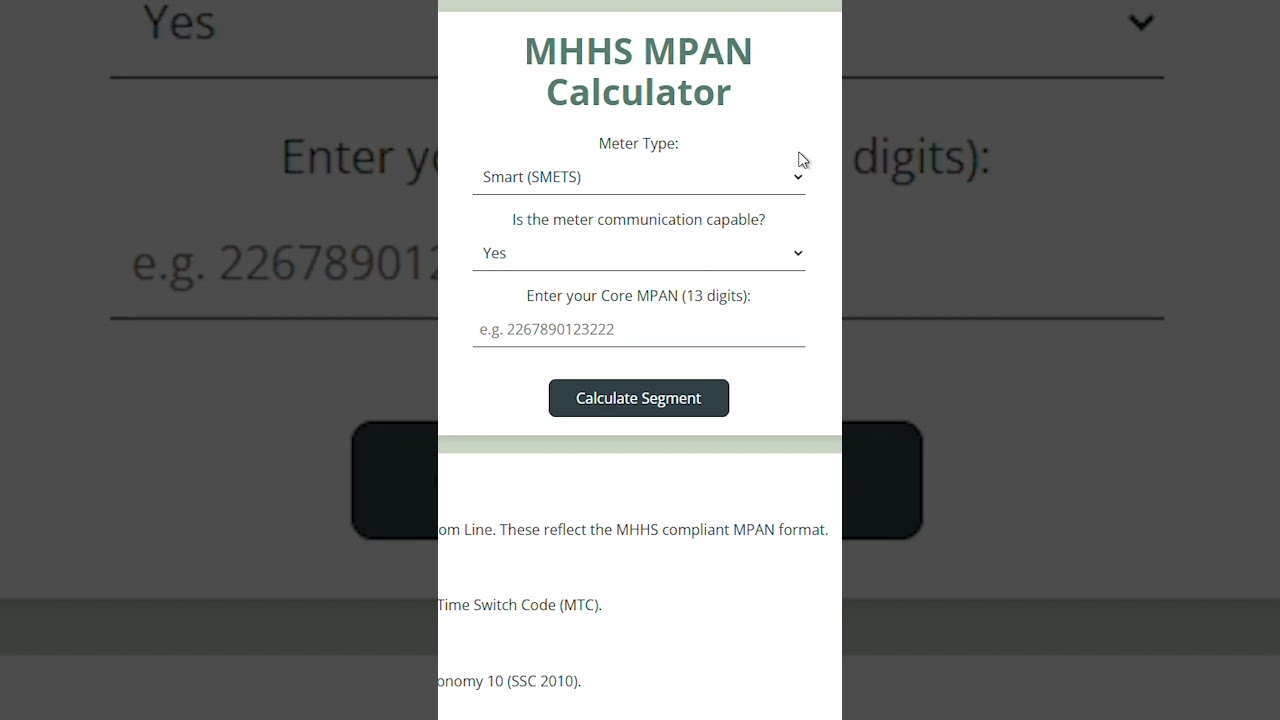 MHHS MPAN Calculator