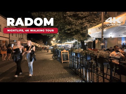 Nightlife in Radom, Poland - 4K Walking Tour - City Streets After Dark
