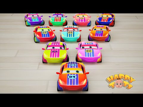 Ten Little Cars + More Happy Tots Nursery Rhymes & Kids Songs | Educational Video To Learn Numbers