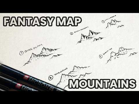How to draw Fantasy Map Mountains - 5 quick and easy styles