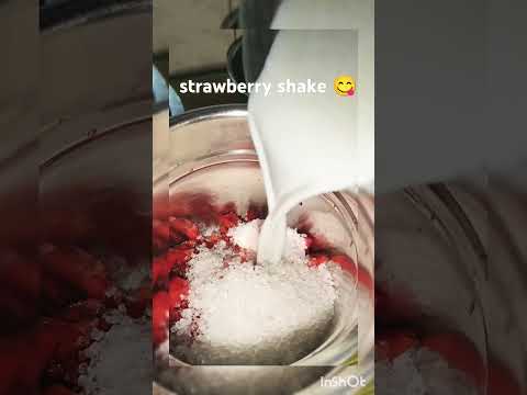 strawberry shake 😋.   1. Strawberry 2. Sugar 3. Milk 4. Weeping cream  #shorts #shake #viralvideo