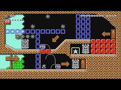 One Screen Speedrun: Thwomp Trio by DrBatSalad - Super Mario Maker 2 - No Commentary 1bw