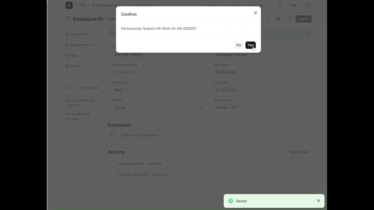 Shift Assignment in ERPNext