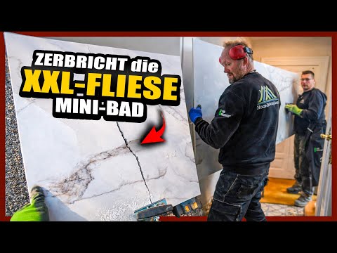 Teure XXL-Fliese BRICHT FALSCH beim SCHNEIDEN im Mini-Bad | Home Build Solution