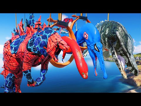 (🦖Jurassic World Evolution 2)SpiderMan Godzilla VS Spinosaurus,Titanoboa,Tylosaurus Dinosaurs Fight