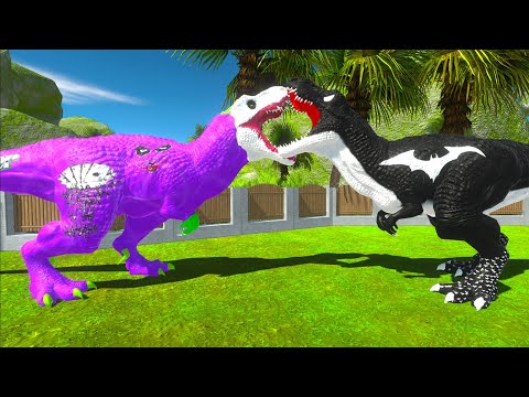 JOKER T-REX vs WHITE SPIDER SPINO vs BATMAN T-REX DEATH RUN -   Animal Revolt Battle Simulator