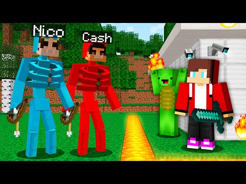 Nico and Cash became SKELETON MUTANT and ATTACKED Security Base in Minecraft Challenge - Maizen