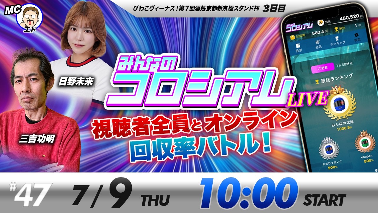 みんなのコロシアムライブ | 日野未来＆三吉功明 | ボートレースコロシアム