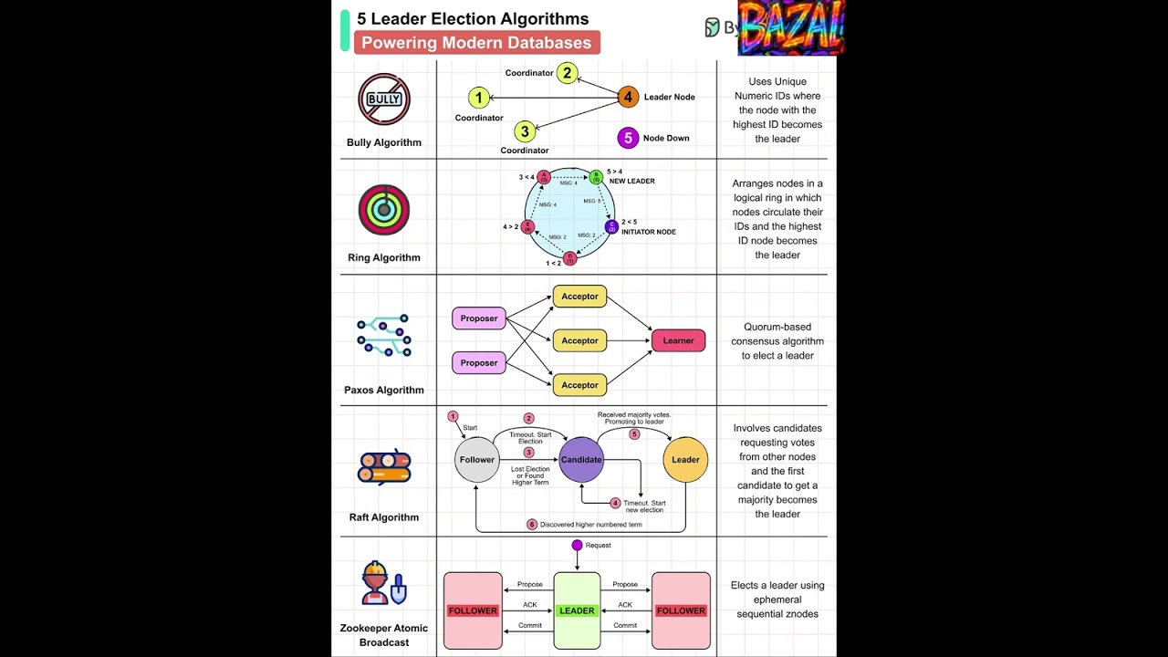 5 Leader Election Algorithms Explained | Distributed Systems & Databases