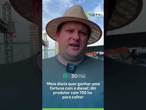 'Meia dúzia quer ganhar uma fortuna com o diesel', diz produtor com 700 ha para colher