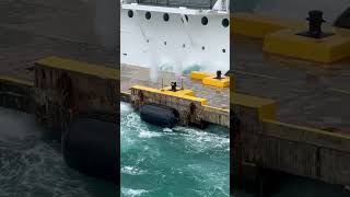 Look at the waves crashing into the ship and dock!.. #cruiseship #cruise #travel #yt #ytshorts