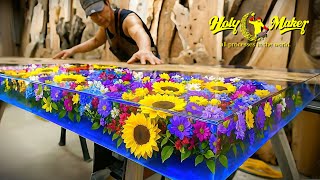 The man who creates $30,000 resin tables using flowers.