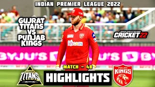 Gujrat Titans Vs Punjab Kings | Match - 48 Highlights | IPL 2022 | Cricket22 Gameplay