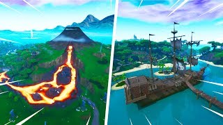 Volcano and Lazy Lagoon Gameplay! (New Locations in Fortnite)