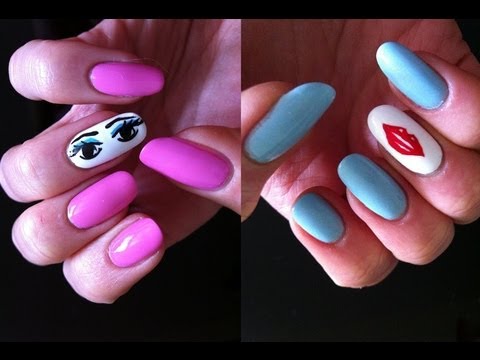 Flirty Eyes and Lips Nail Art inspired by Kate Spade designs