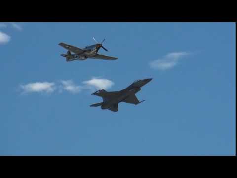 P-51 and F-16 overhead pass