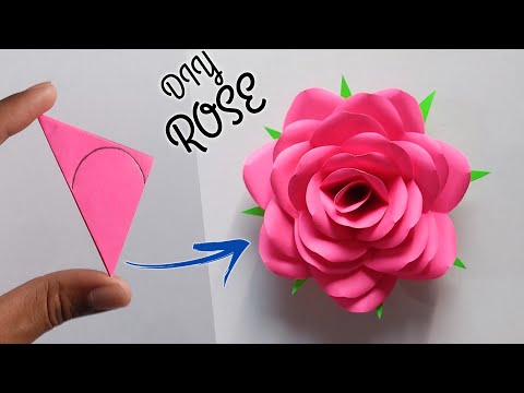 How To Make Paper Rose Flower | Paper Flower Making Step By Step | Diy Paper Rose Flower