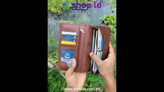 Genuine Leather Long Wallet - Red Brown Edition