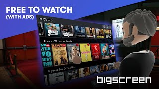 FREE Pluto.tv On-Demand Movies in Bigscreen on Oculus Quest 2 / HP Reverb G2 & More