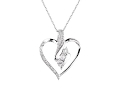 Sterling Silver Diamond 3 Stone Heart Pendant Necklace