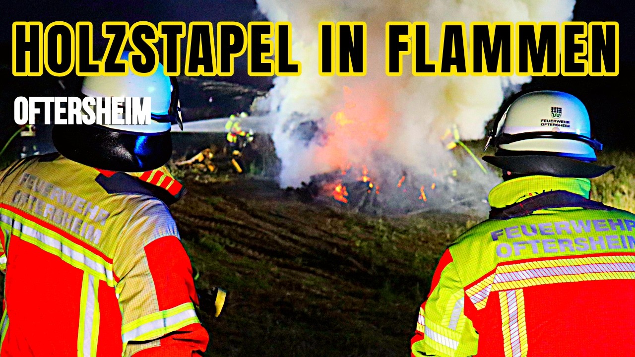 Großeinsatz bei Oftersheim! Holzstapel und Böschung in Flammen – B291 voll gesperrt