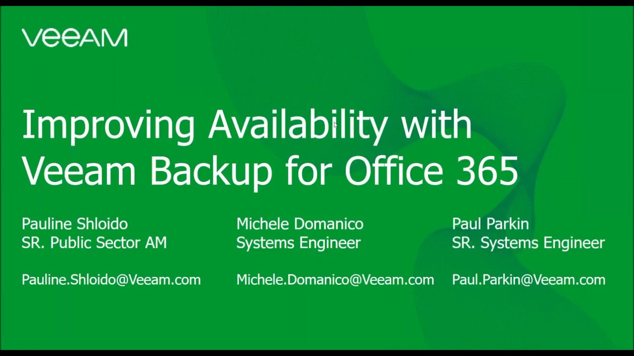 Veeam Backup for Microsoft Office 365 Workshop for Public Sector Customers video