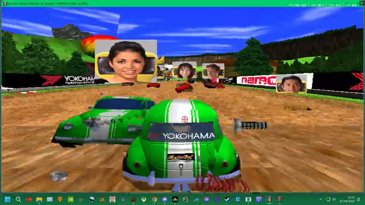 MAME 281 - NAMCO SYS 23 -  RACE ON -  DEV MODE - COURSES 1-3  4K TEST OVAL - IPPON - HACHI