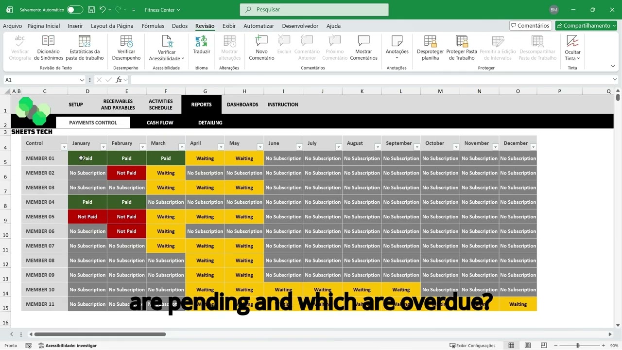 Gym Management Excel Template | Fitness Center Membership & Financial Tracker