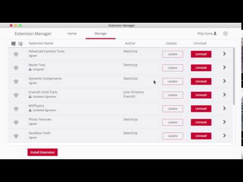 SketchUp Pro 2017 - Extension Manager