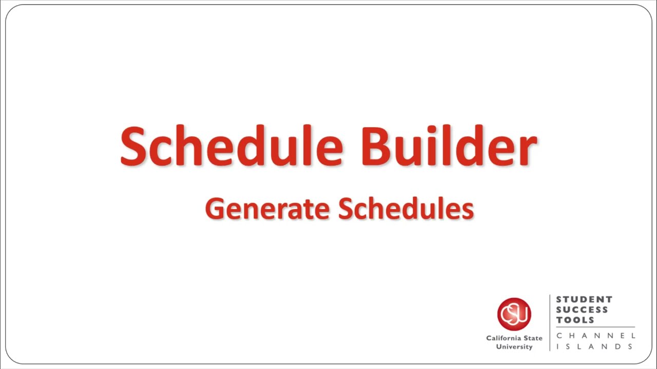 Schedule Builder: Generate Schedules