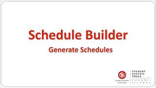 Schedule Builder: Generate Schedules