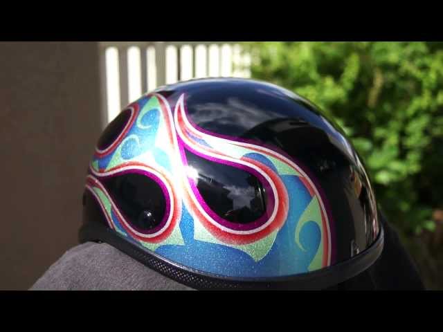 CUSTOMPAINT DUCK-TAIL-HELMET NARA-FLAMES PUPLE&BLUE