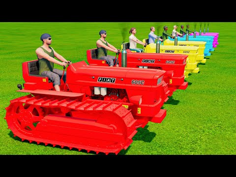 TRANSPORTING FIAT MINI TRACTORS WITH COLORS IN THE SKY - Farming Simulator 22