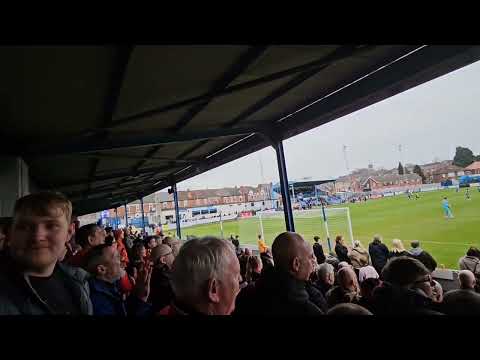 FC United away fans at Gainsborough Trinity 22/3/2025