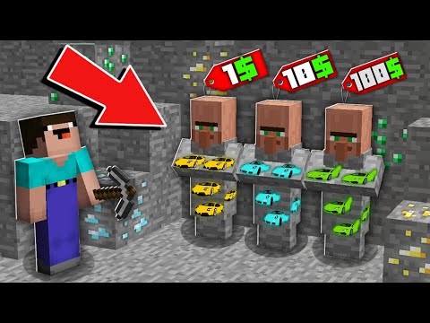 Minecraft NOOB vs PRO: WHICH RAREST VILLAGER ORE WITH CAR WILL NOOB BOUGHT FOR 1000$ VS 100$ VS 1$?