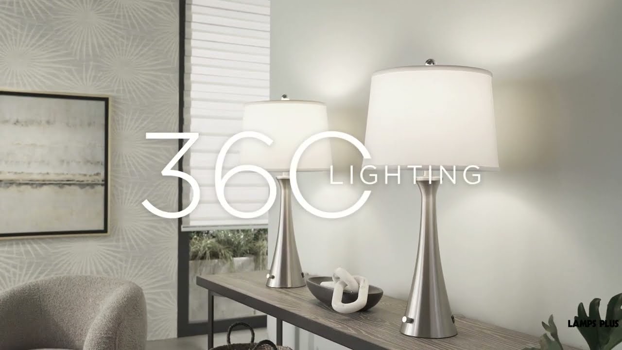 Video 1 Watch A Video About the 360 Lighting Karl Brushed Nickel USB Lamps Set of 2 with Full Range Dimmers