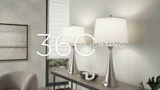 Watch A Video About the 360 Lighting Karl Brushed Nickel USB Lamps Set of 2 with Full Range Dimmers