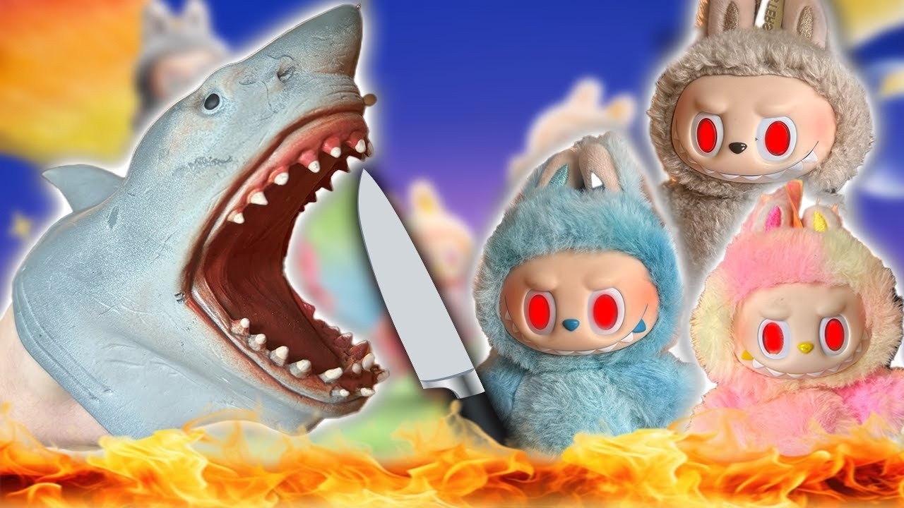 SHARK PUPPET VS EVIL LABUBUS!