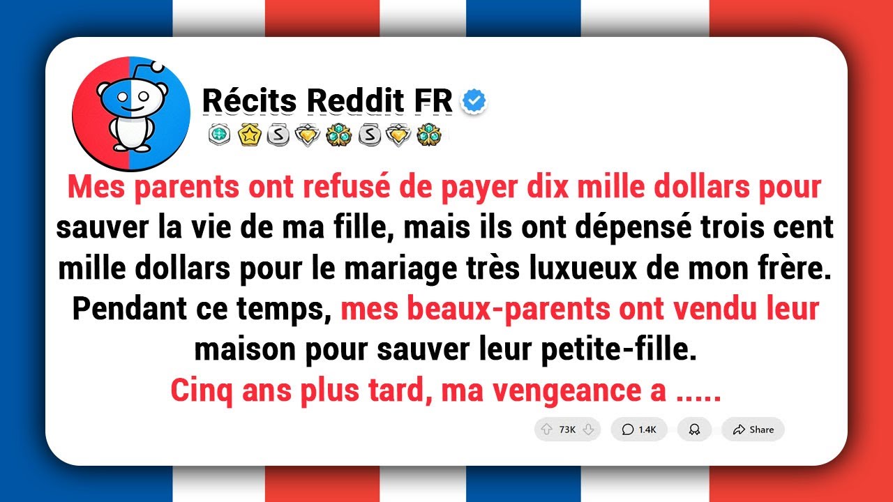 Mes parents ont refusé de payer dix mille dollars pour sauver la vie de ma fille, mais .....