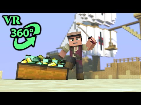 VR Planet - Minecraft - Pirate Treasure - 360° Video(Minecraft VR)