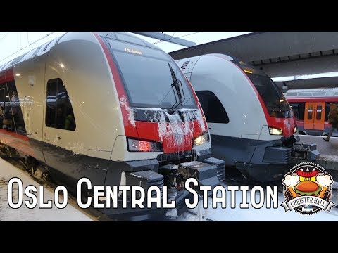 TRENS e RESTAURANTES na Estação Central de Oslo, Noruega
